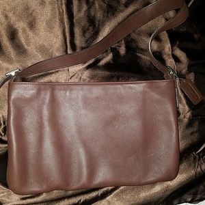 Vintage Coach brown leather clutch/shoulder purse.